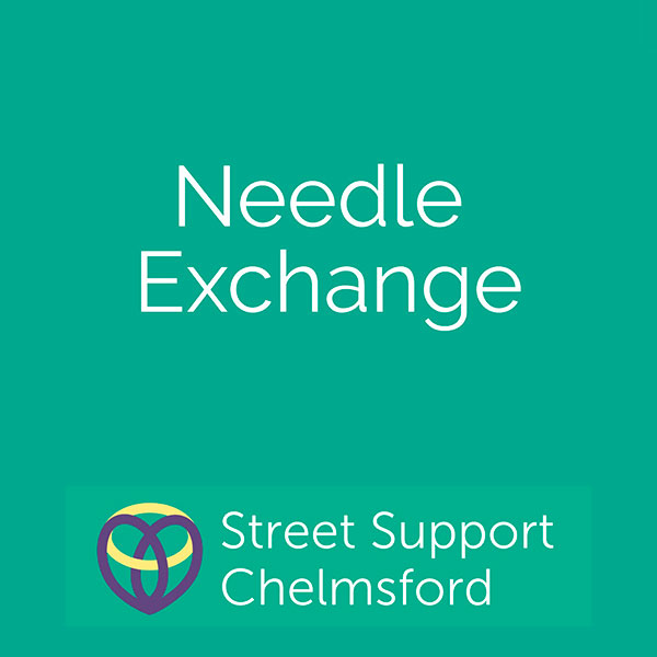 Street Support needle exchange banner: Street Support logo and Needle Exchange call to action."